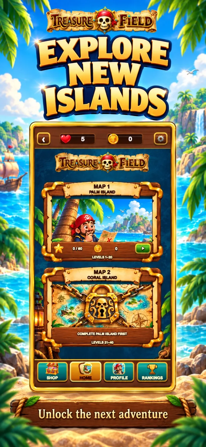 Treasure Field adalar ve seviye haritası